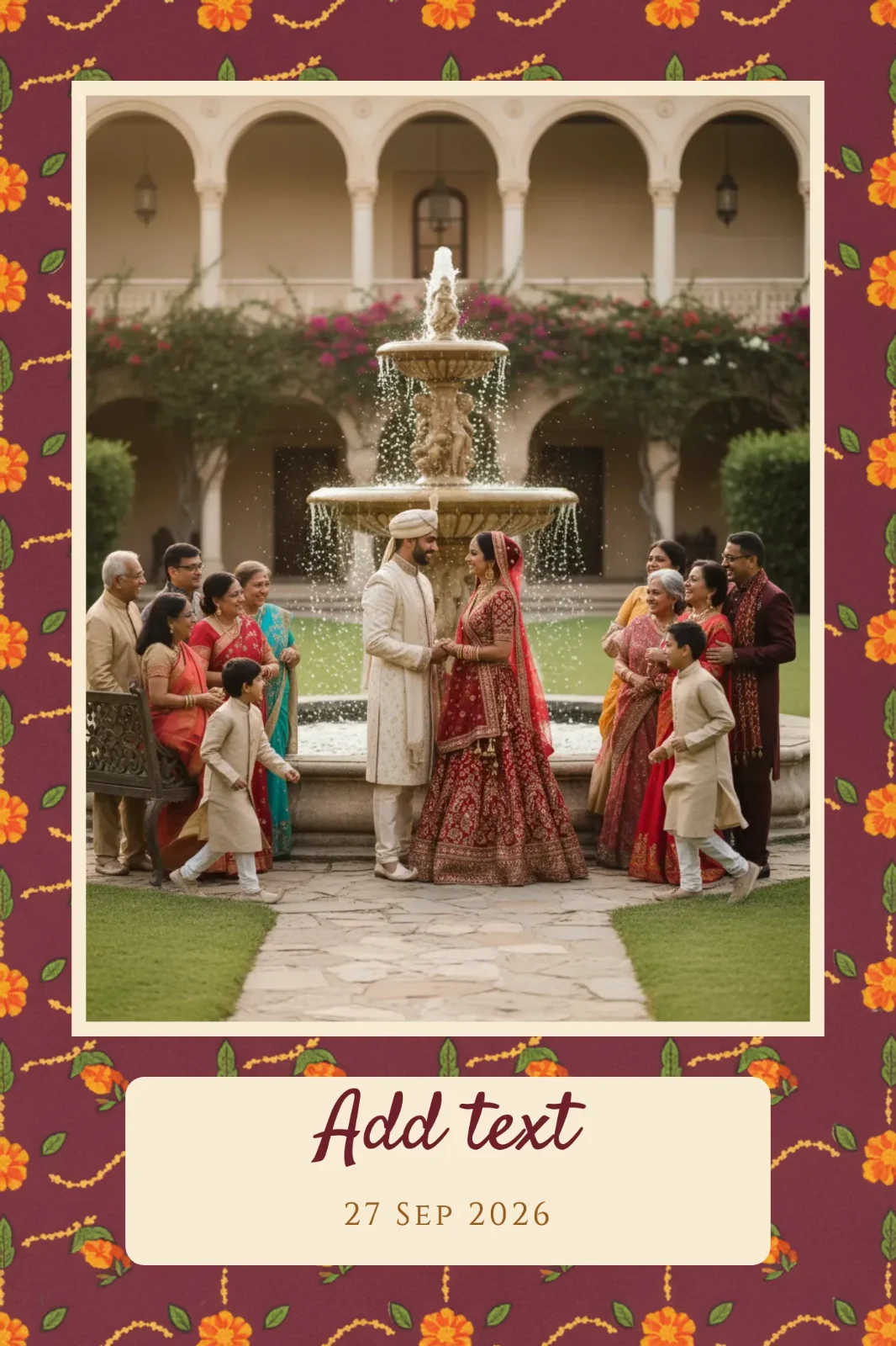 Festive Marigold — Maroon Retro Prints preview