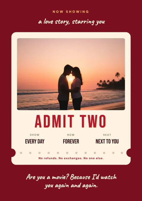 Admit Two postcard