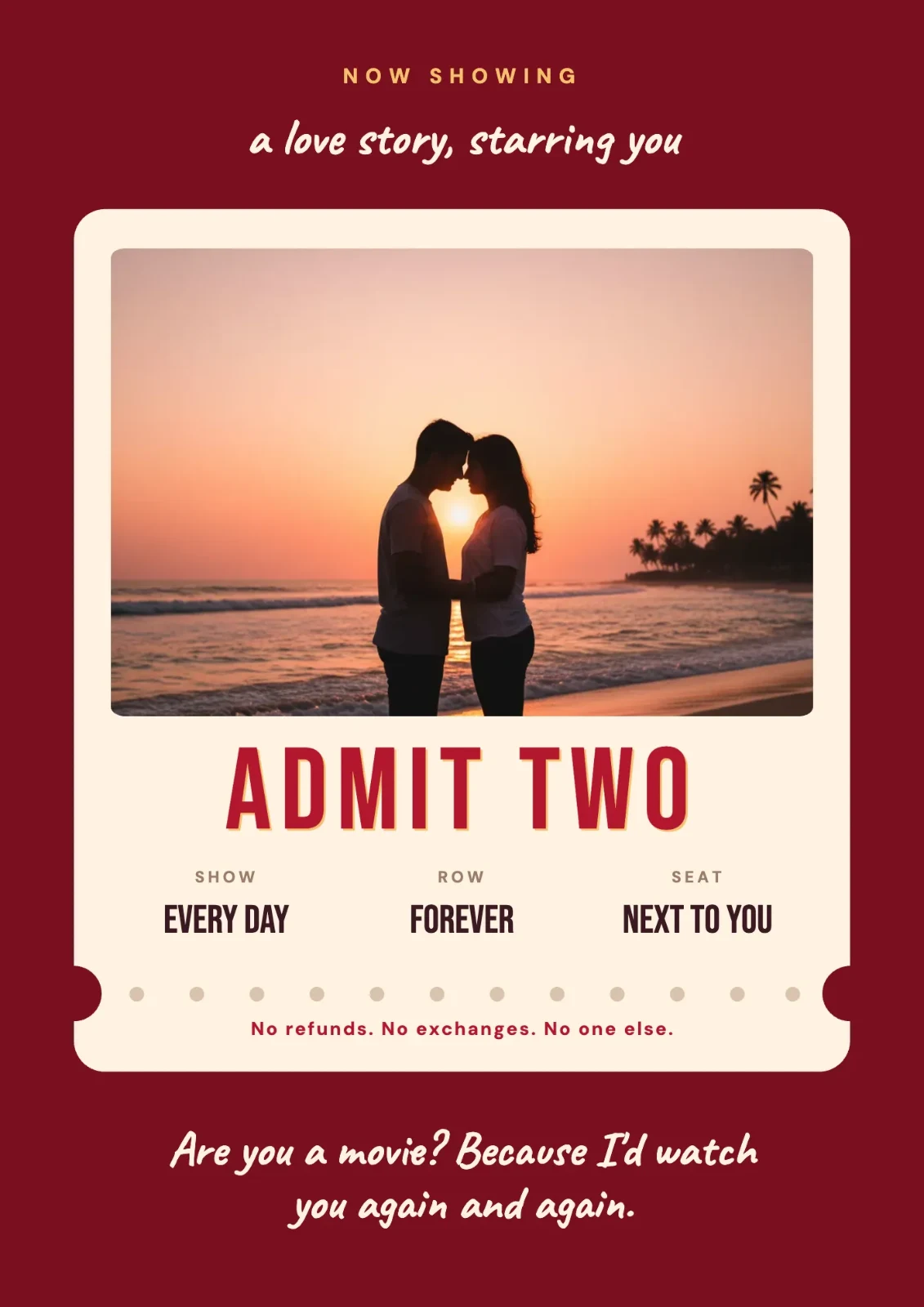 Admit Two postcard