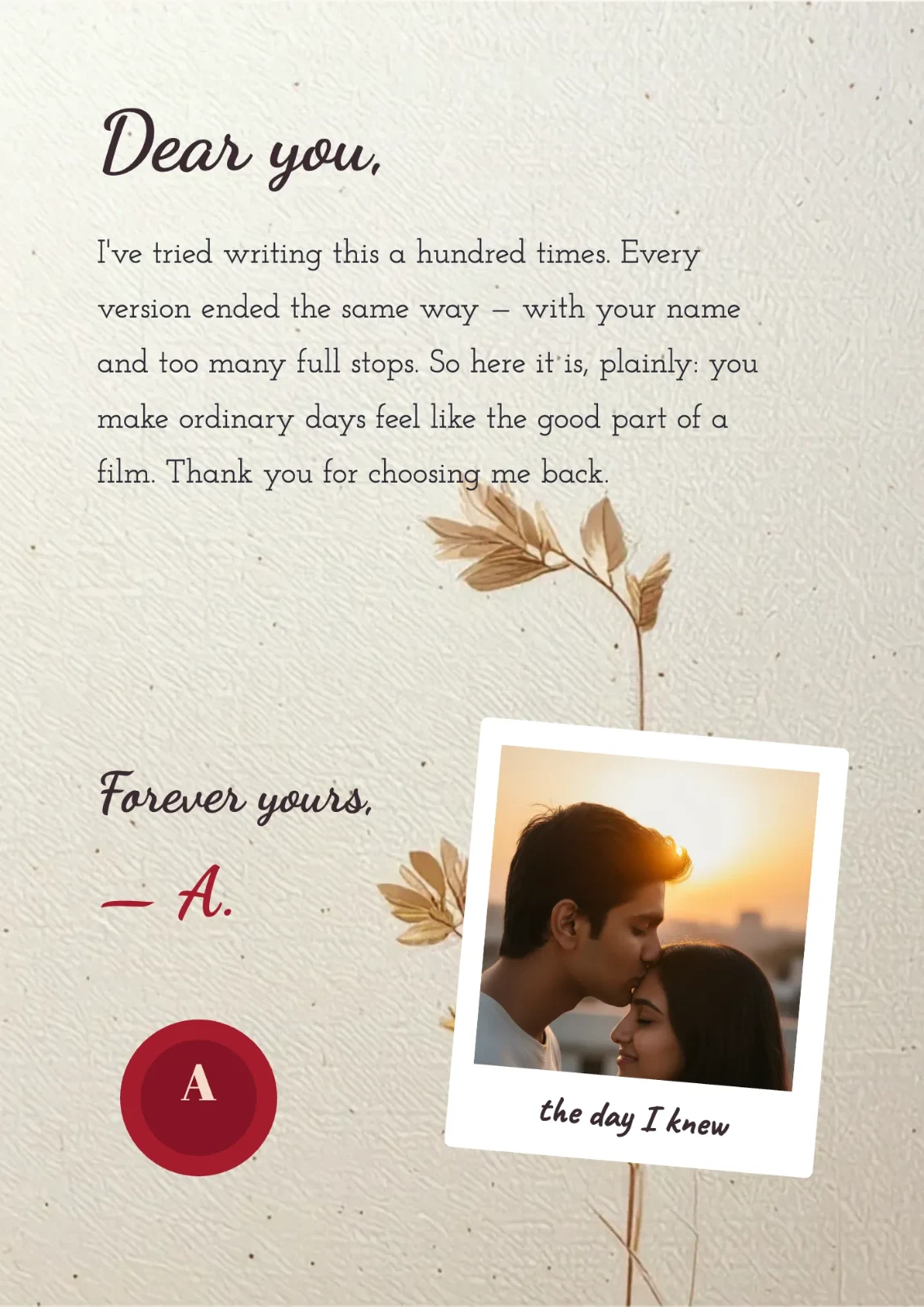 Dear You postcard