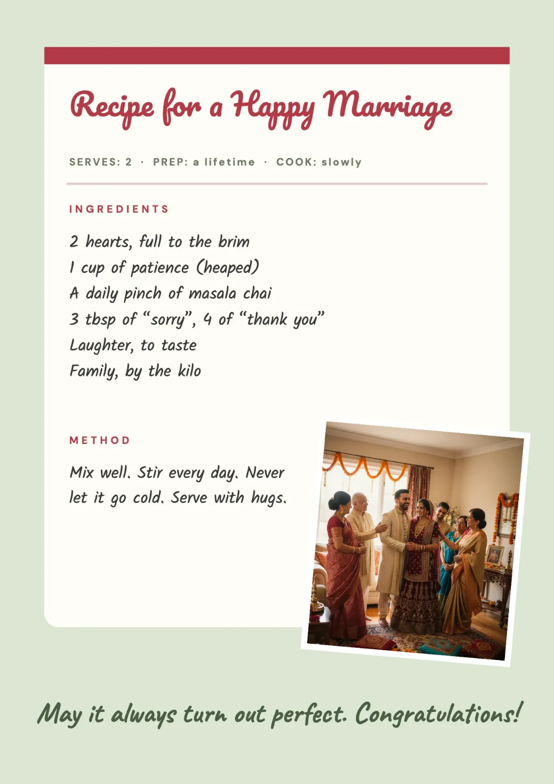Recipe For Love postcard