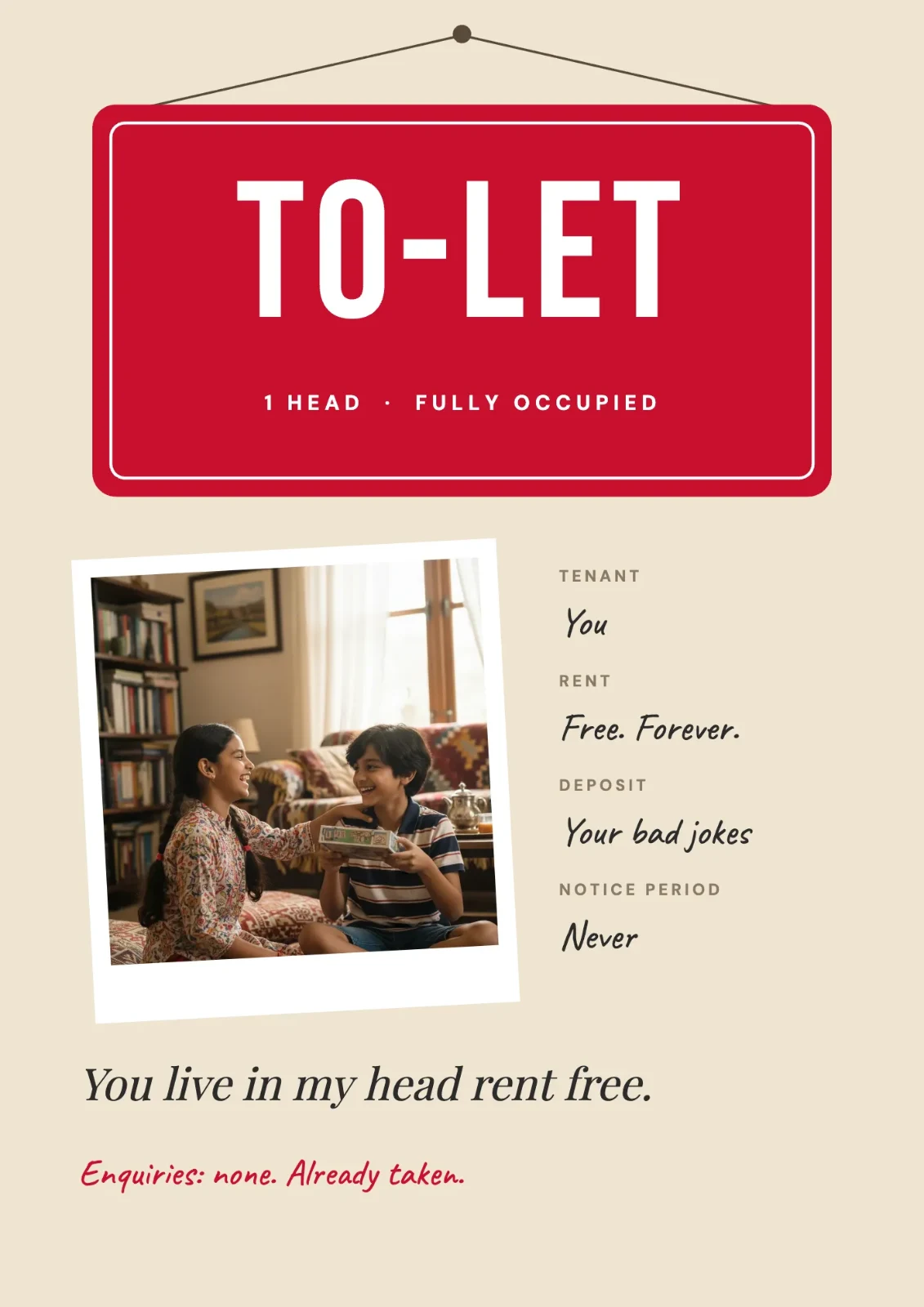 Rent Free postcard