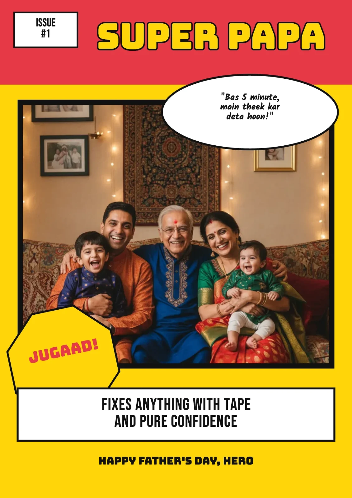 Super Papa postcard