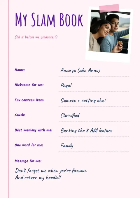 Slam Book postcard