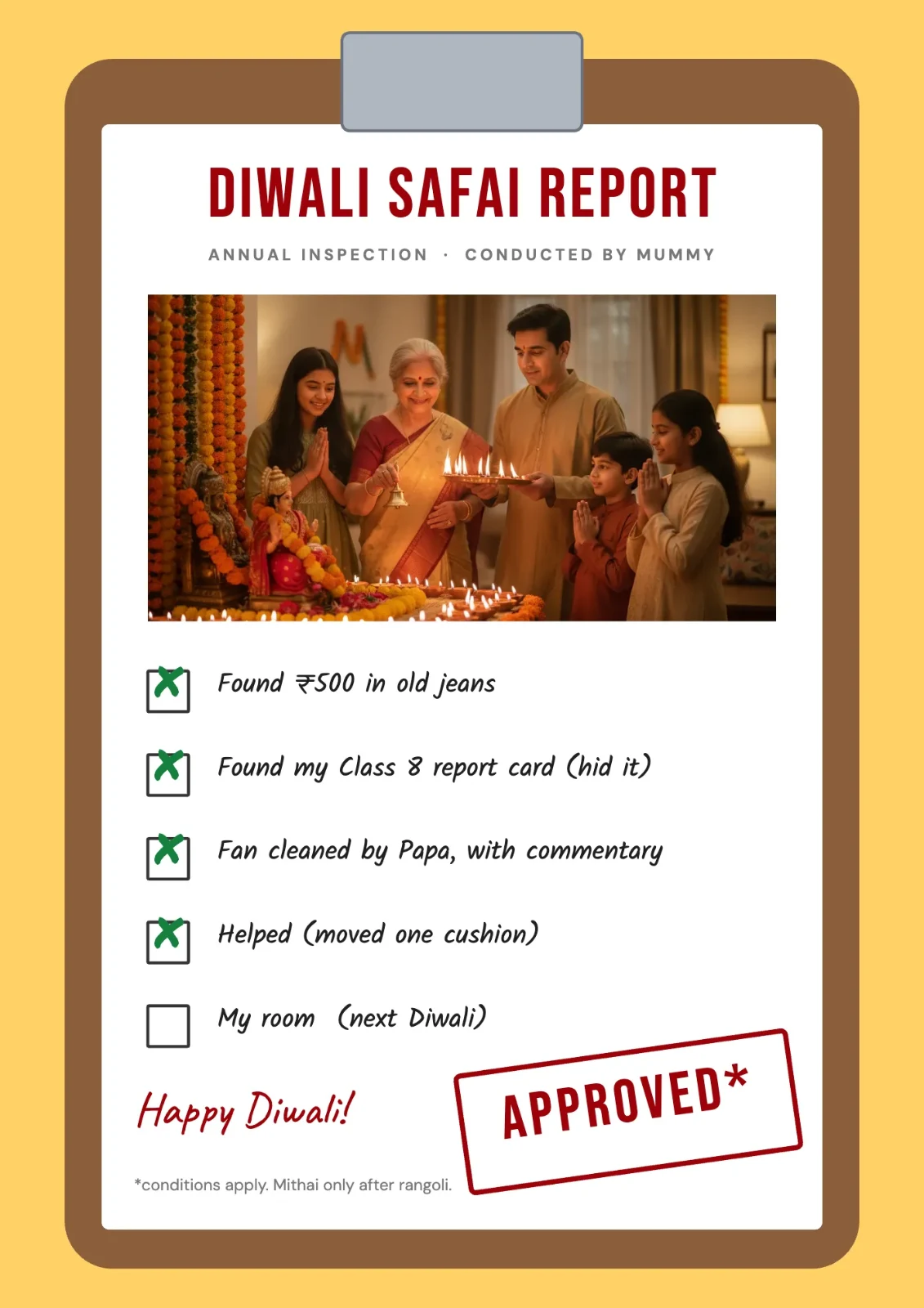 Diwali Safai Report postcard