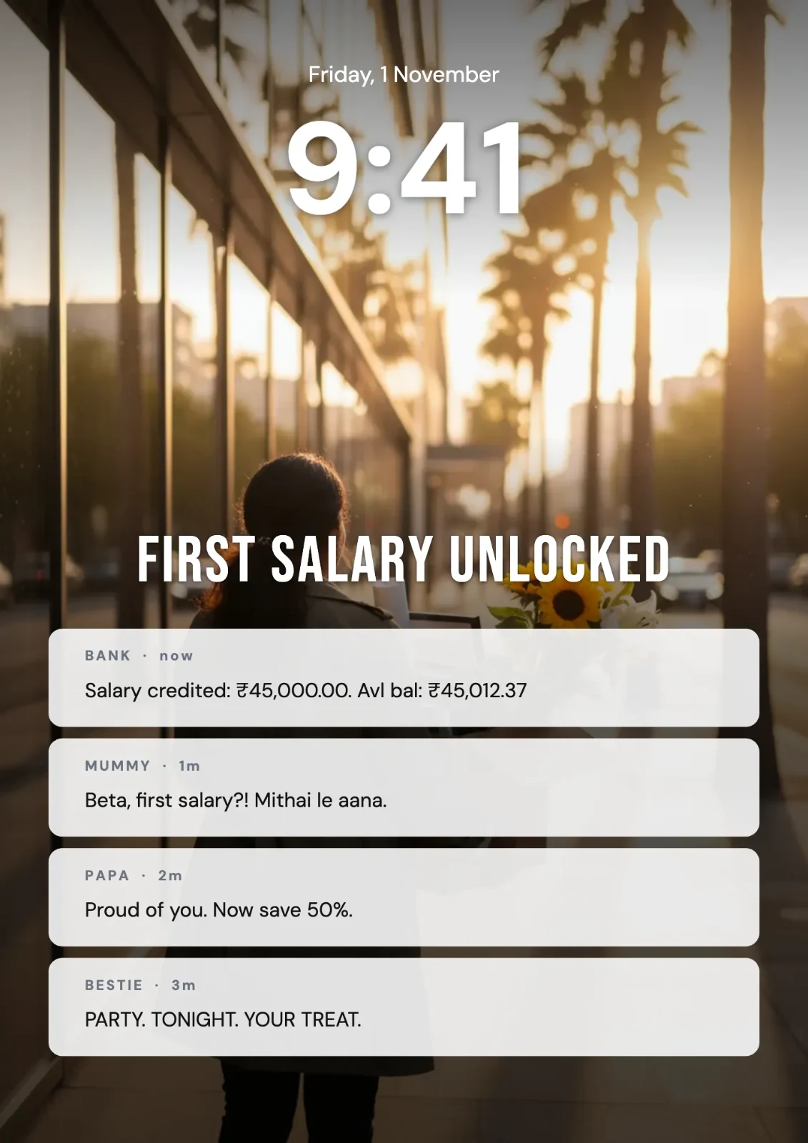 First Salary postcard