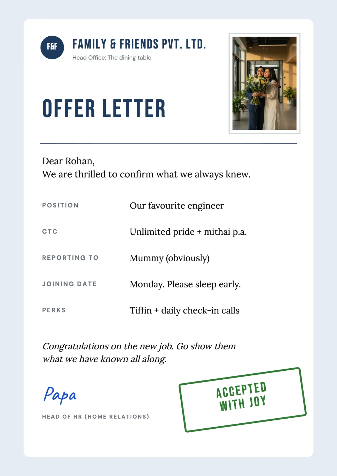 Offer Letter postcard