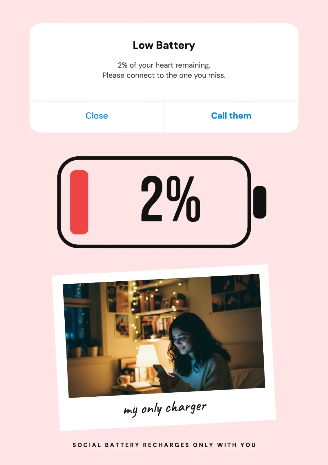 Low Battery postcard