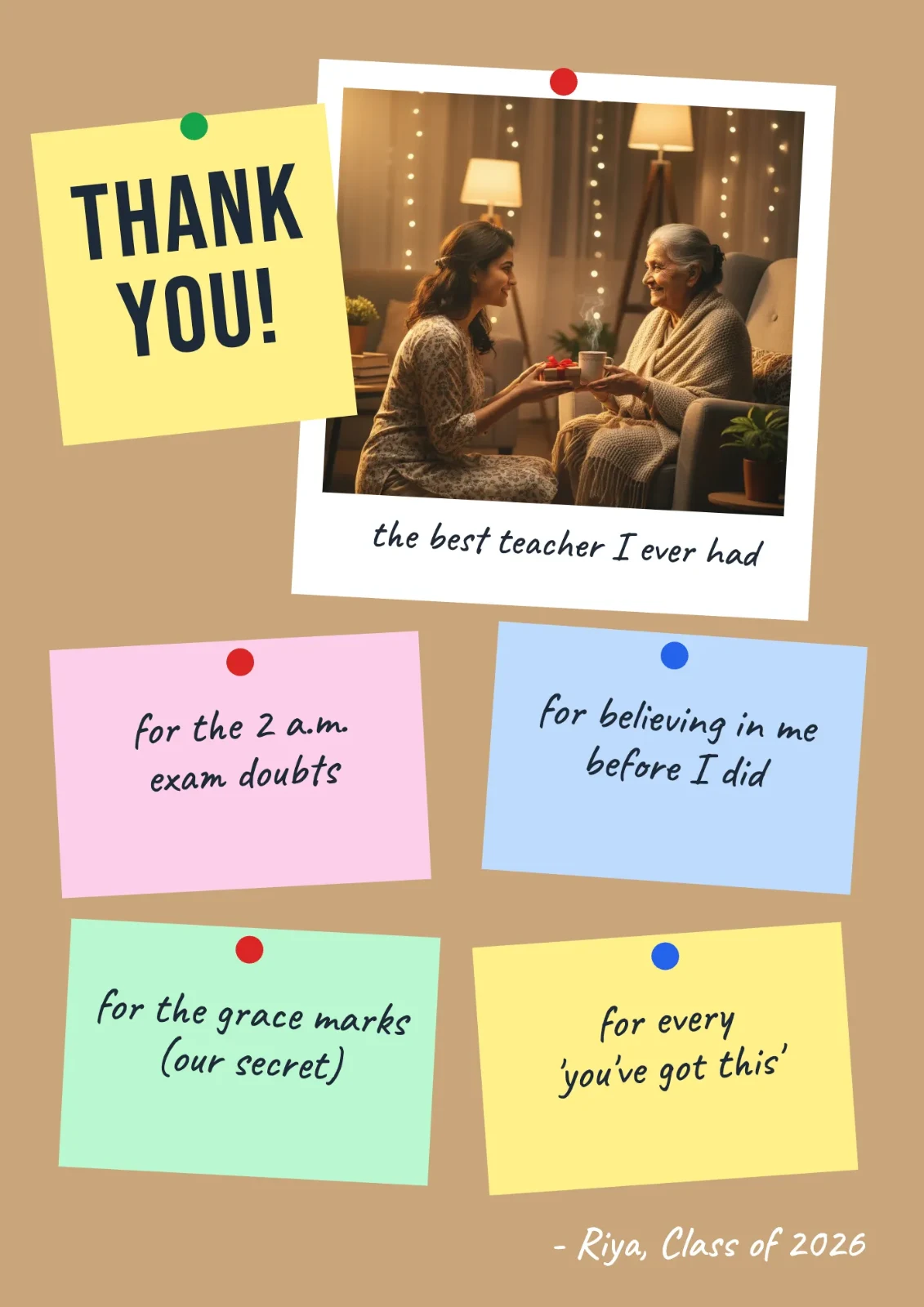 Sticky Note Thanks postcard