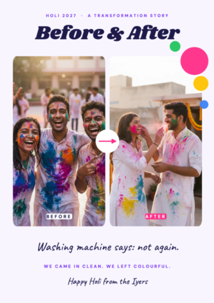 Before And After Holi postcard