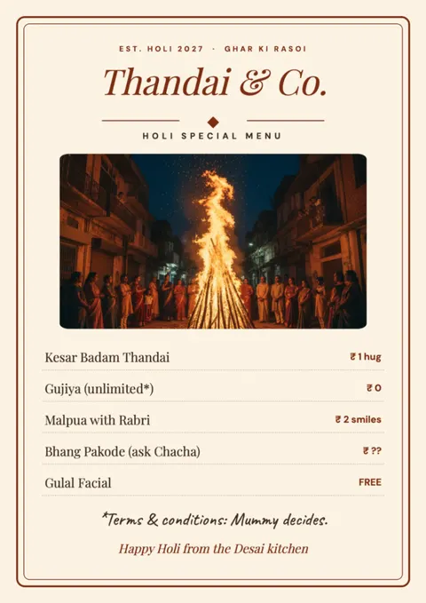 Thandai Menu postcard