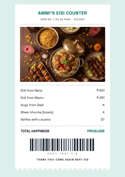 Eidi Receipt postcard