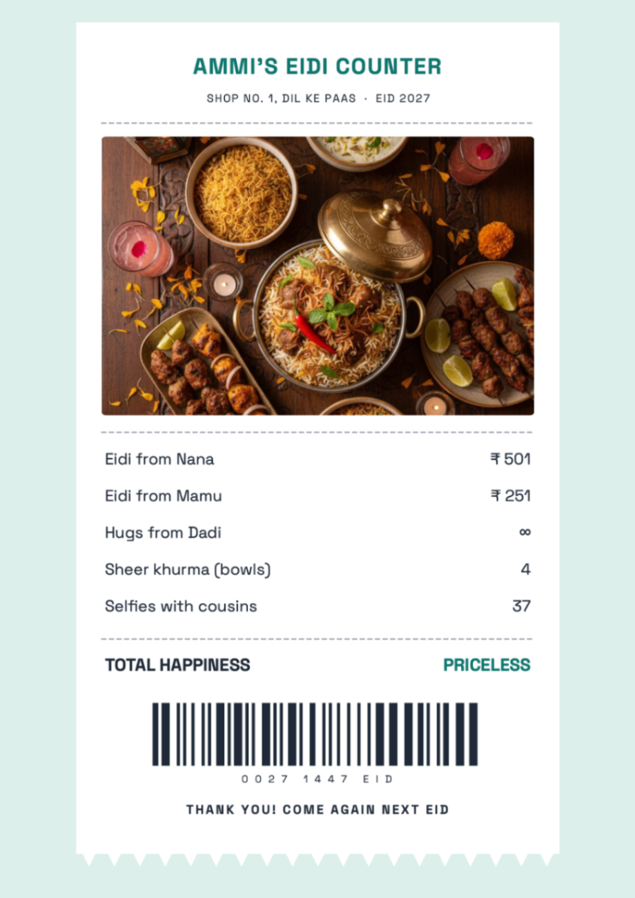 Eidi Receipt postcard