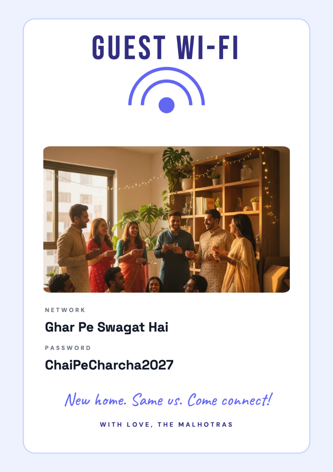 Wi-Fi Password postcard