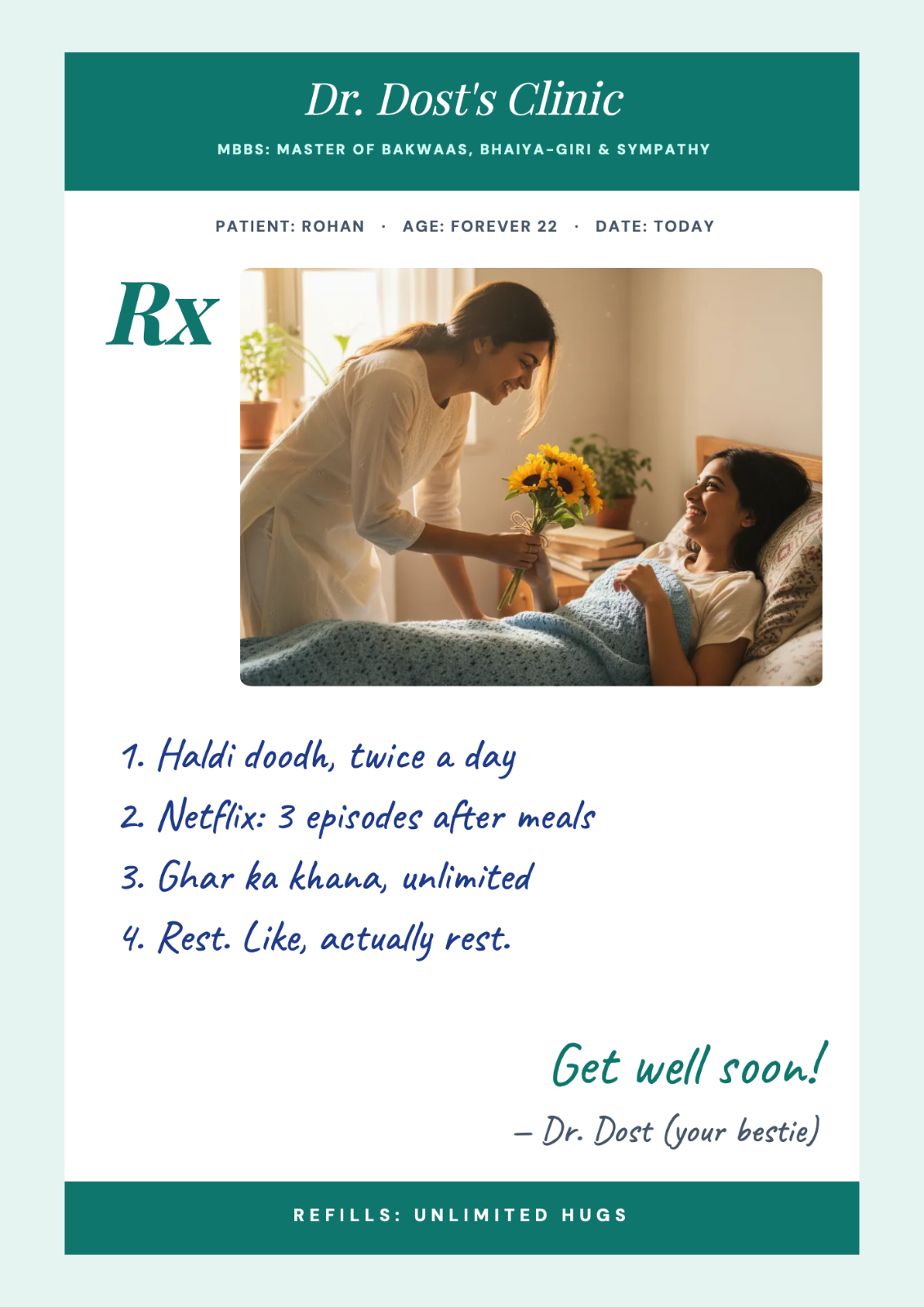 Get Well Prescription postcard