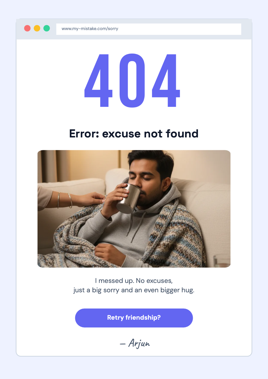 Error 404 Sorry postcard