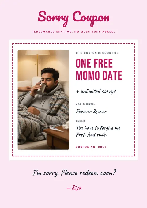 Sorry Coupon postcard