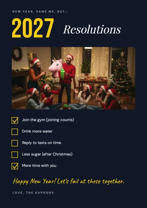 Resolutions Checklist postcard