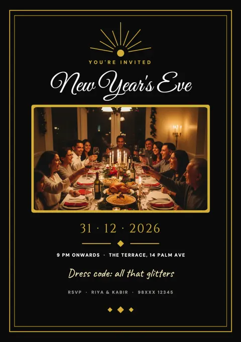 NYE Party Invite postcard