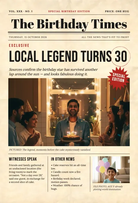The Birthday Times collage frame