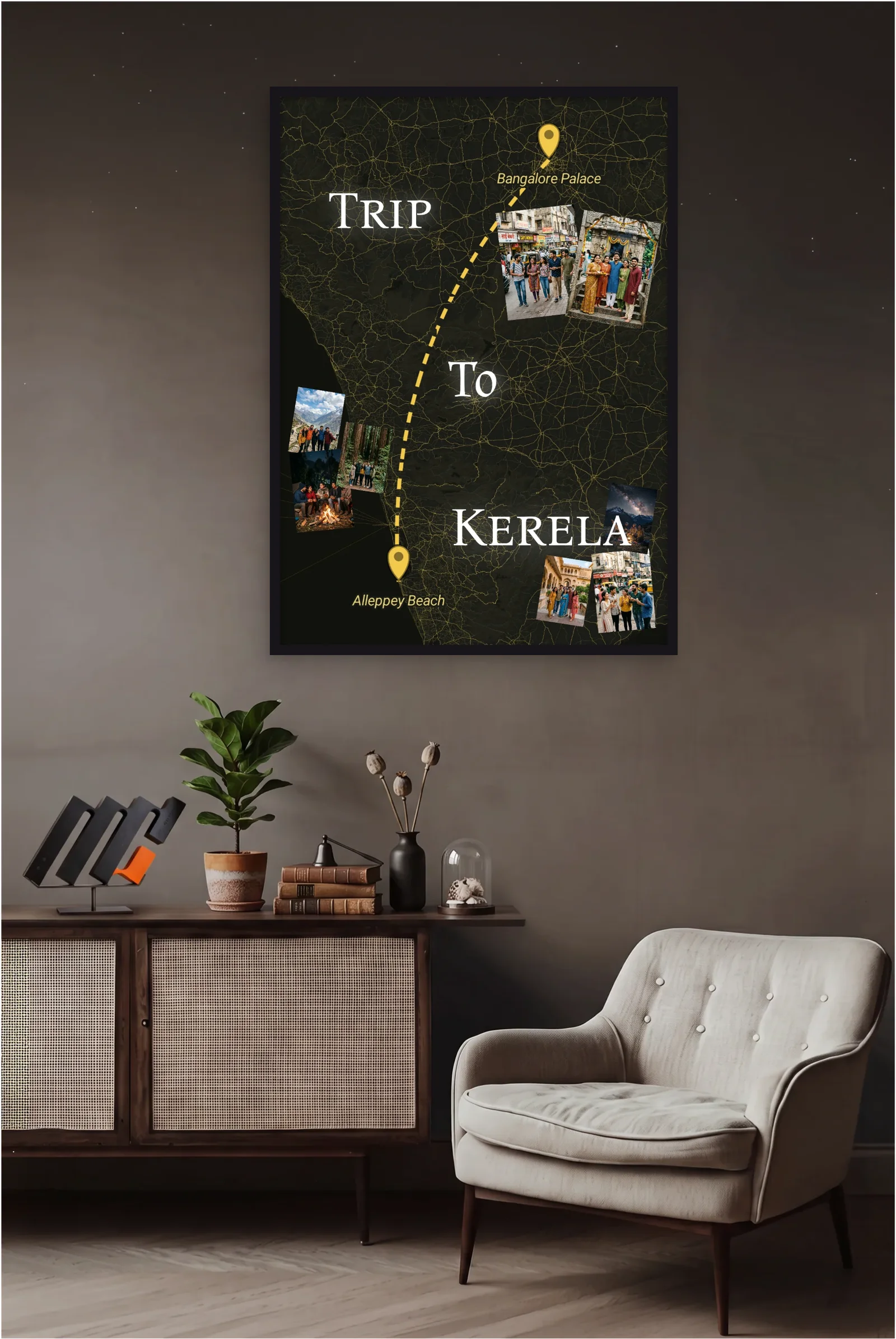 Travel Collage Photo Frame memory frame — wall grey sideboard portrait