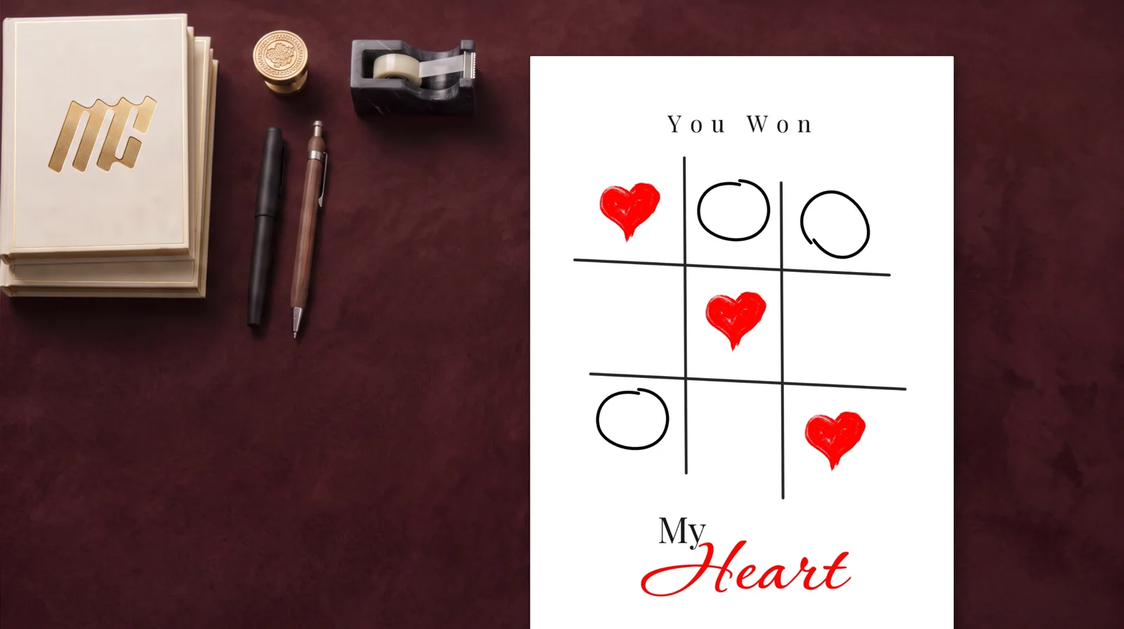 you won my heart postcard — desk flat premium