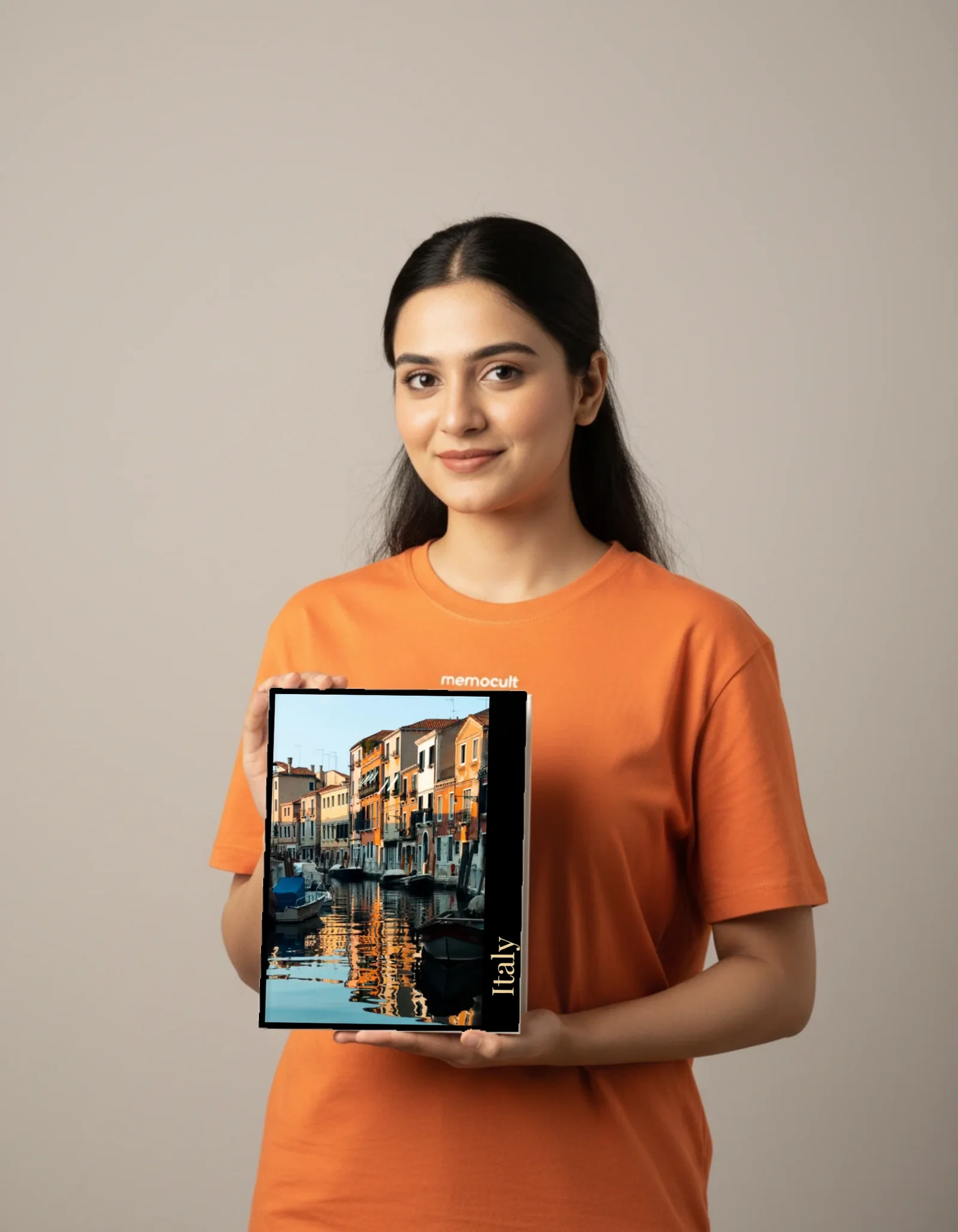 Italy Travel Photo Book — plate photobook portrait held