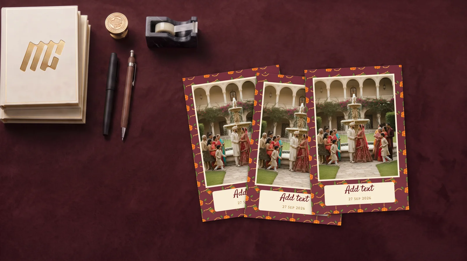 Festive Marigold — Maroon Retro Prints preview