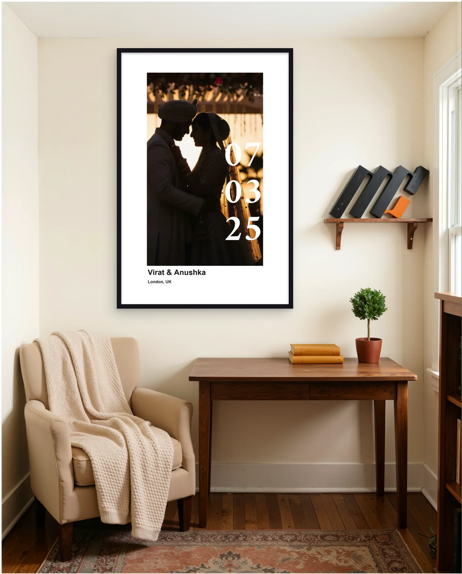 COUPLE SAVE THE DATE FRAME memory frame — wall cream shelf portrait