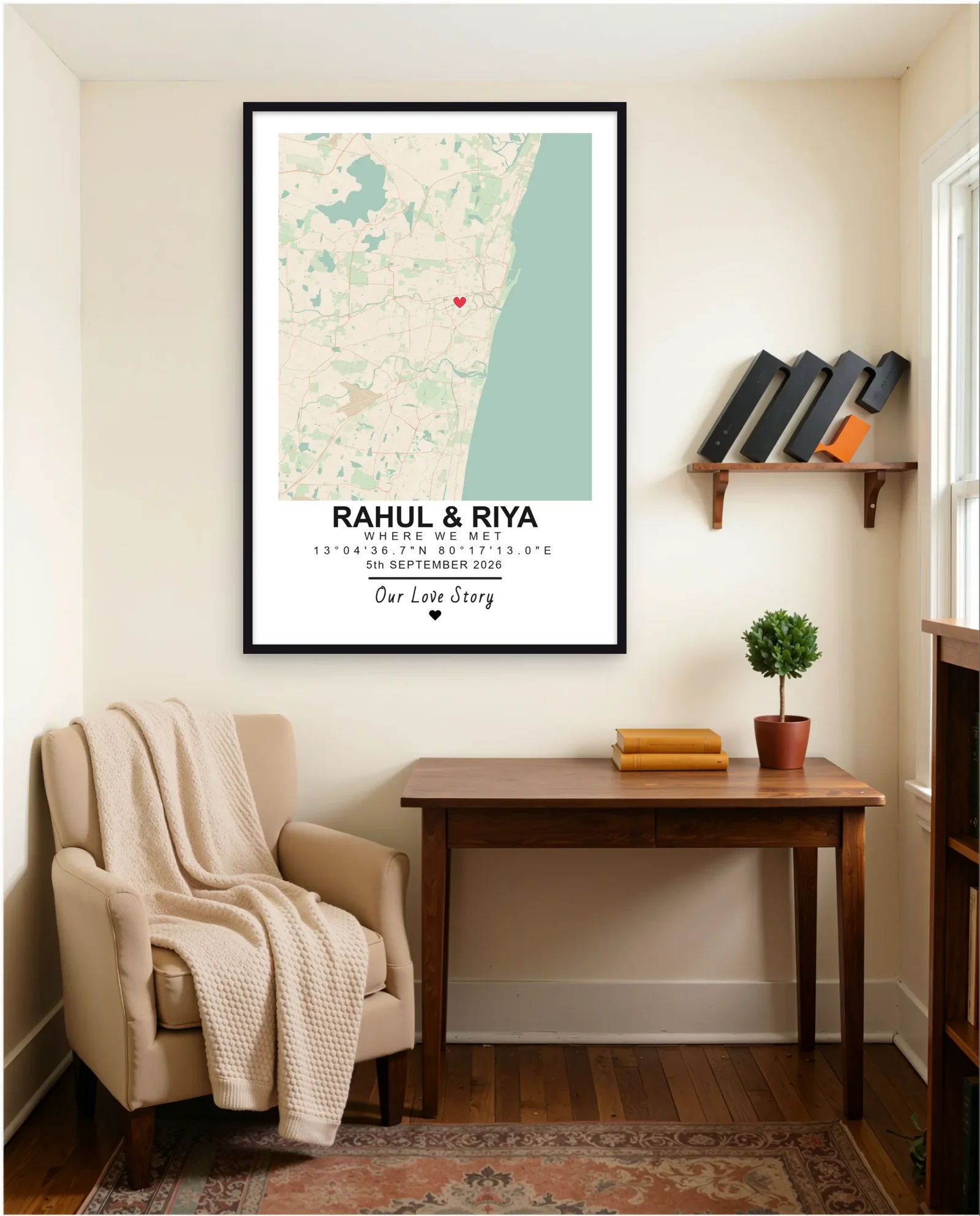 COUPLES - WHERE WE MET FRAME memory frame — wall cream shelf portrait