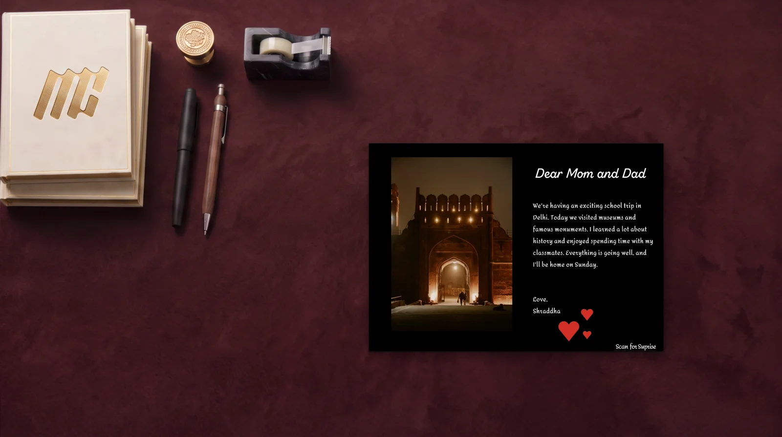 Mom & Dad Postcards — desk flat premium