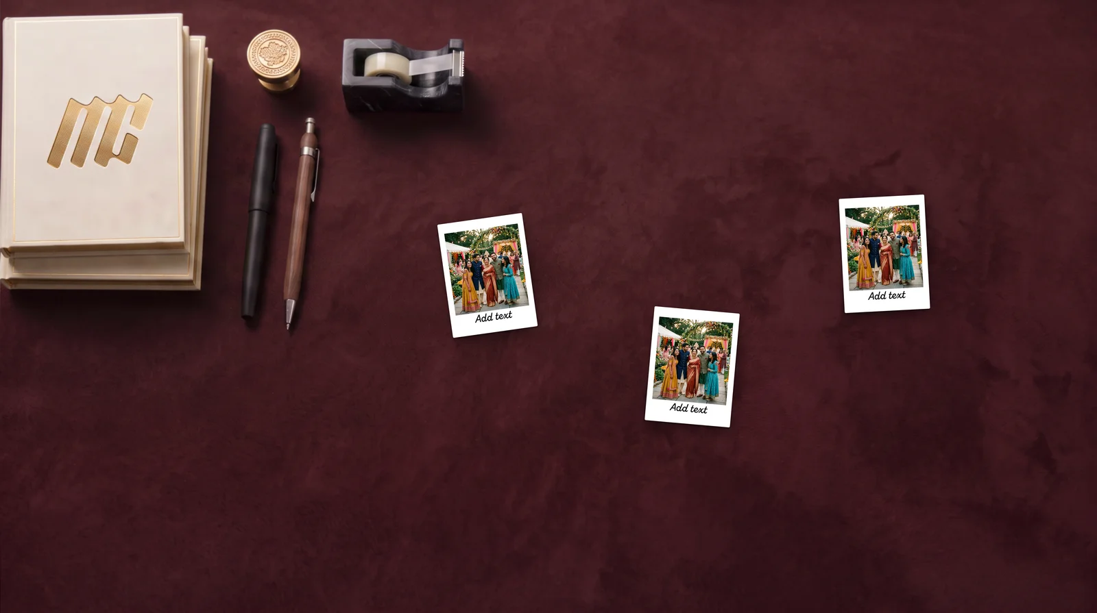 Classic Micro Polaroid retro print — desk flat premium