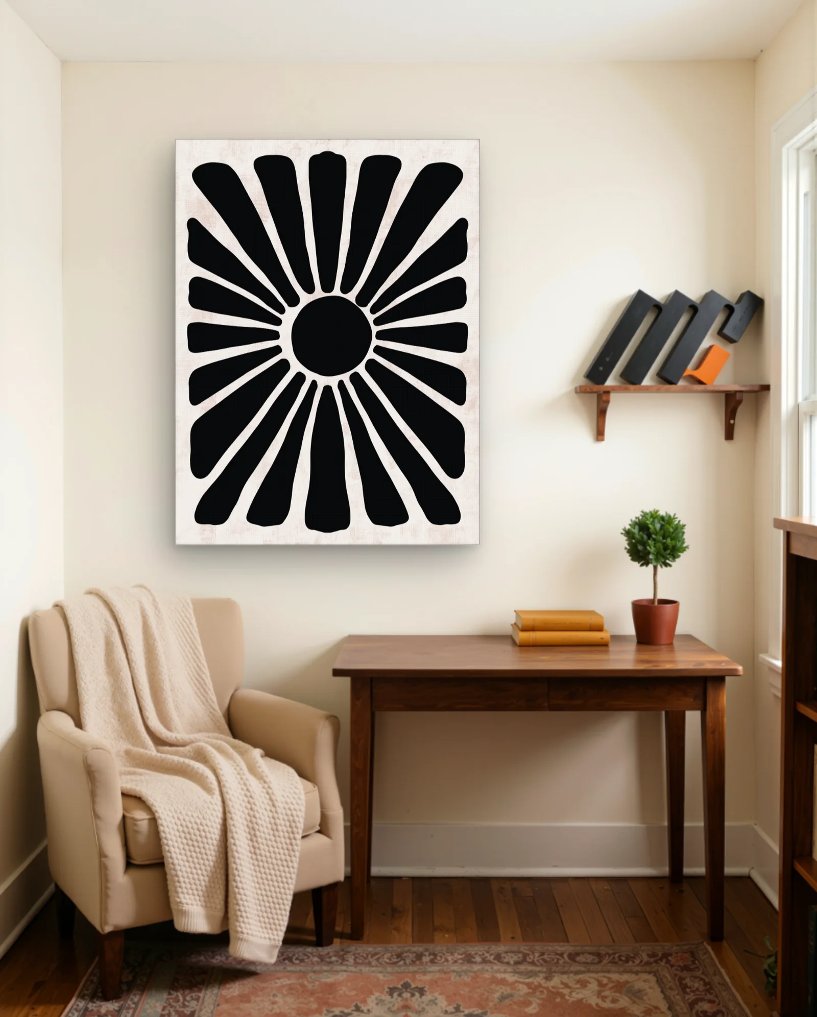 Black Sunburst Wall Art — Abstract abstract & modern wall art poster