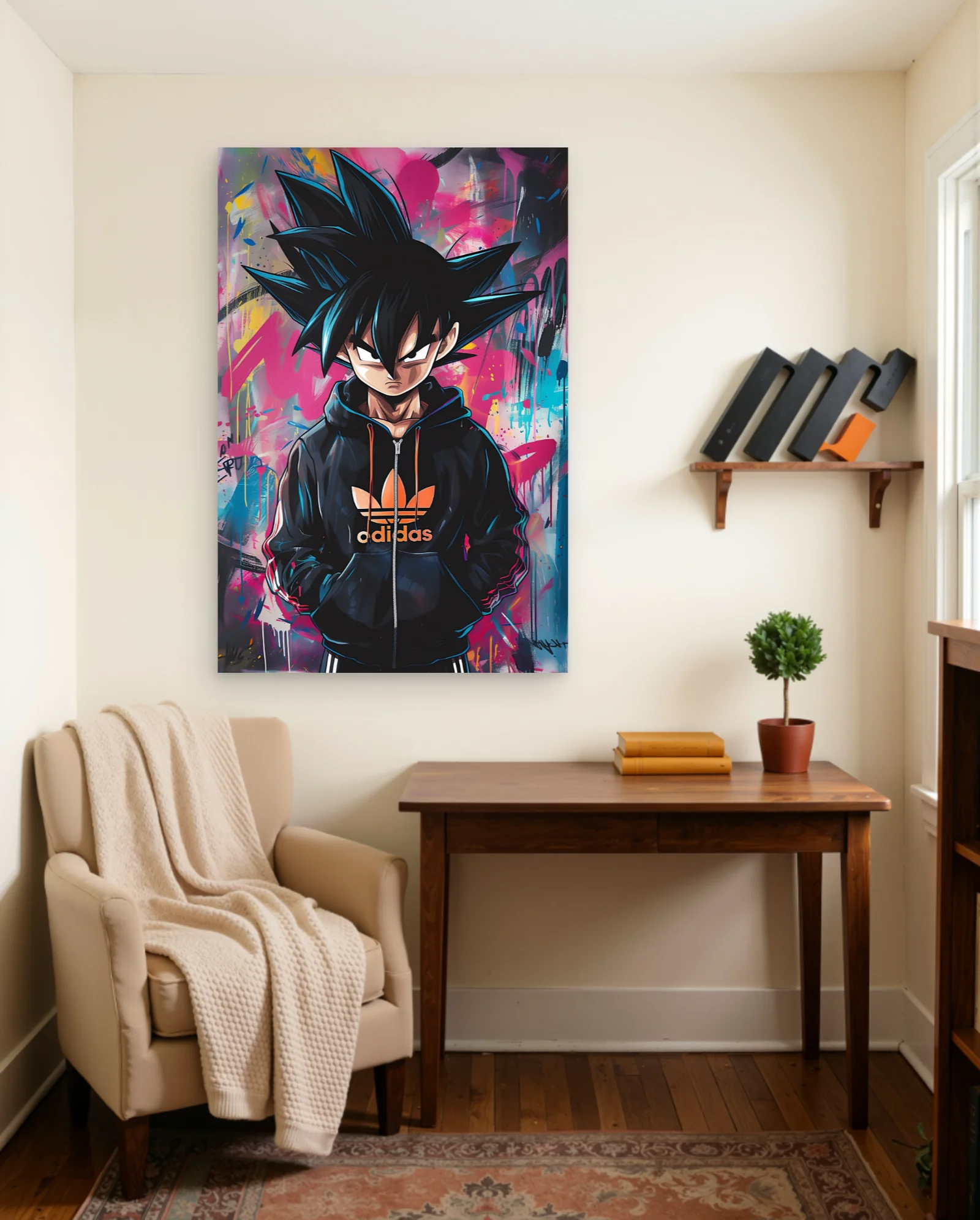 Goku Adidas Graffiti Poster — framed wall art poster by Memocult