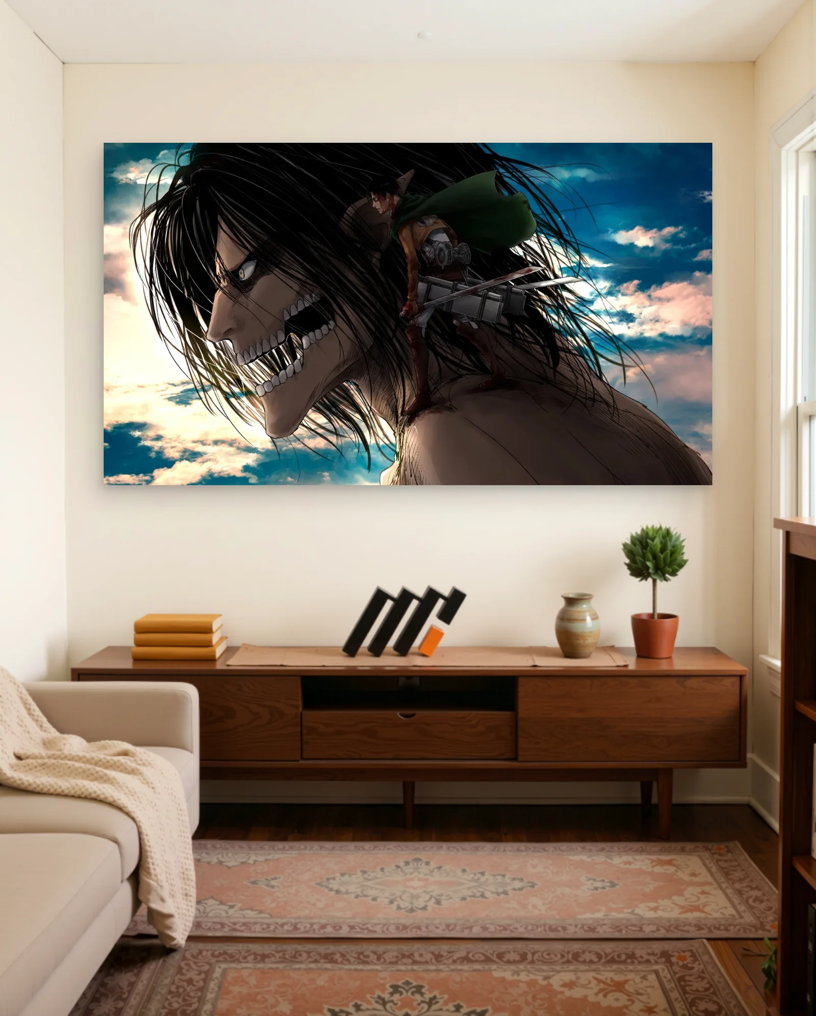 Attack On Titan Eren Titan Poster — framed wall art poster by Memocult