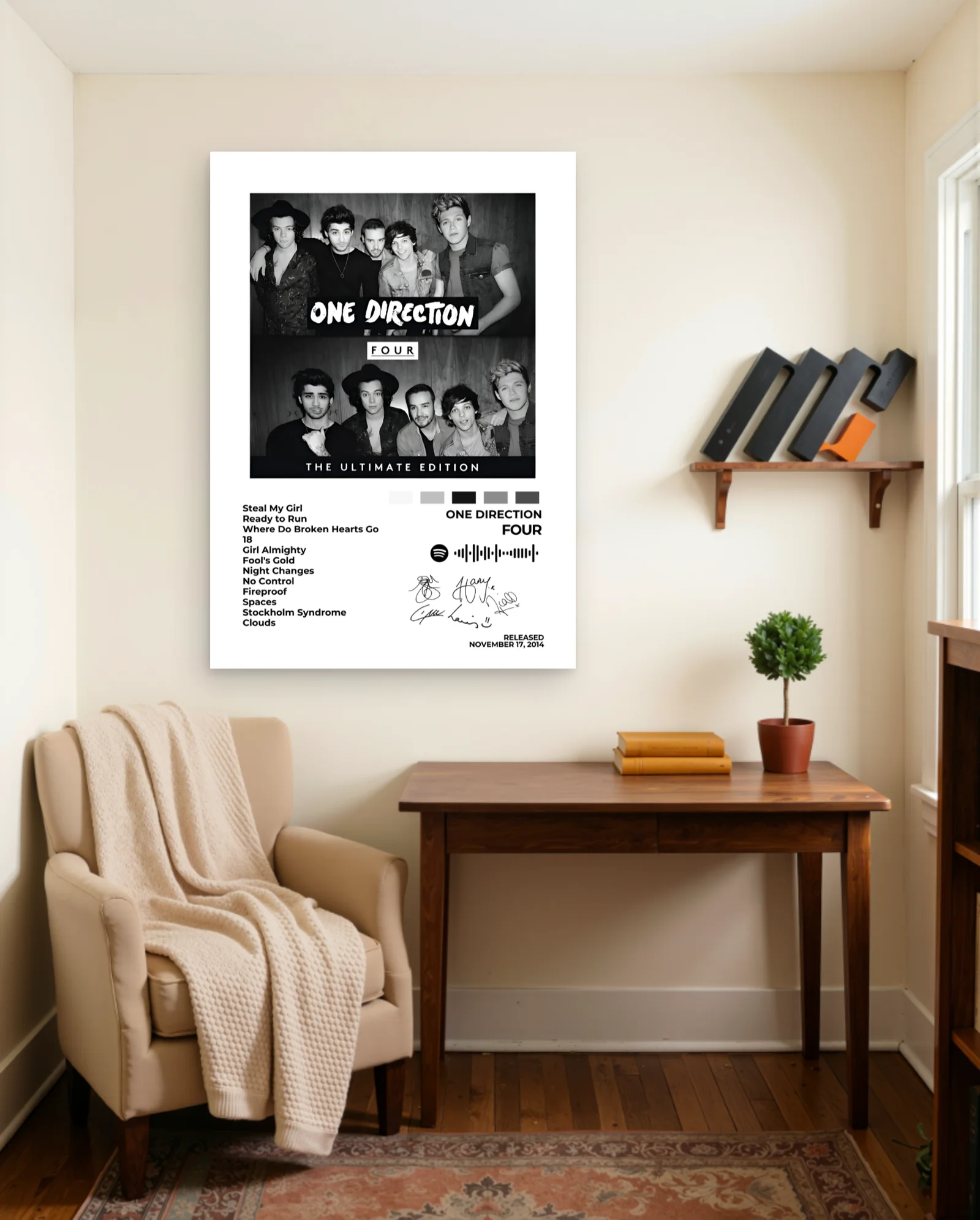 One Direction Four Poster — framed wall art poster by Memocult