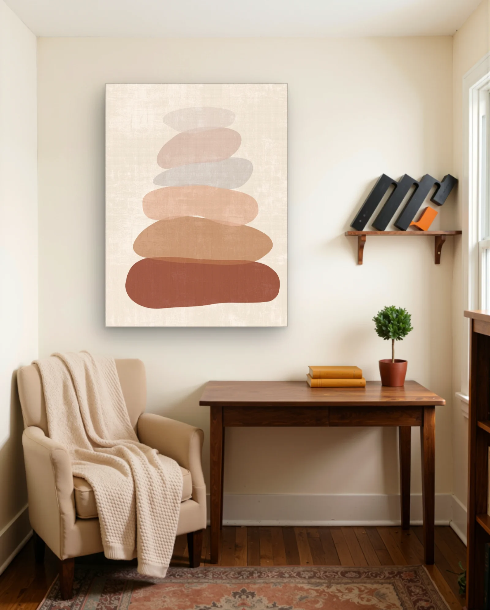 Stacked Pebbles Warm Neutral Wall Art — framed wall art poster by Memocult