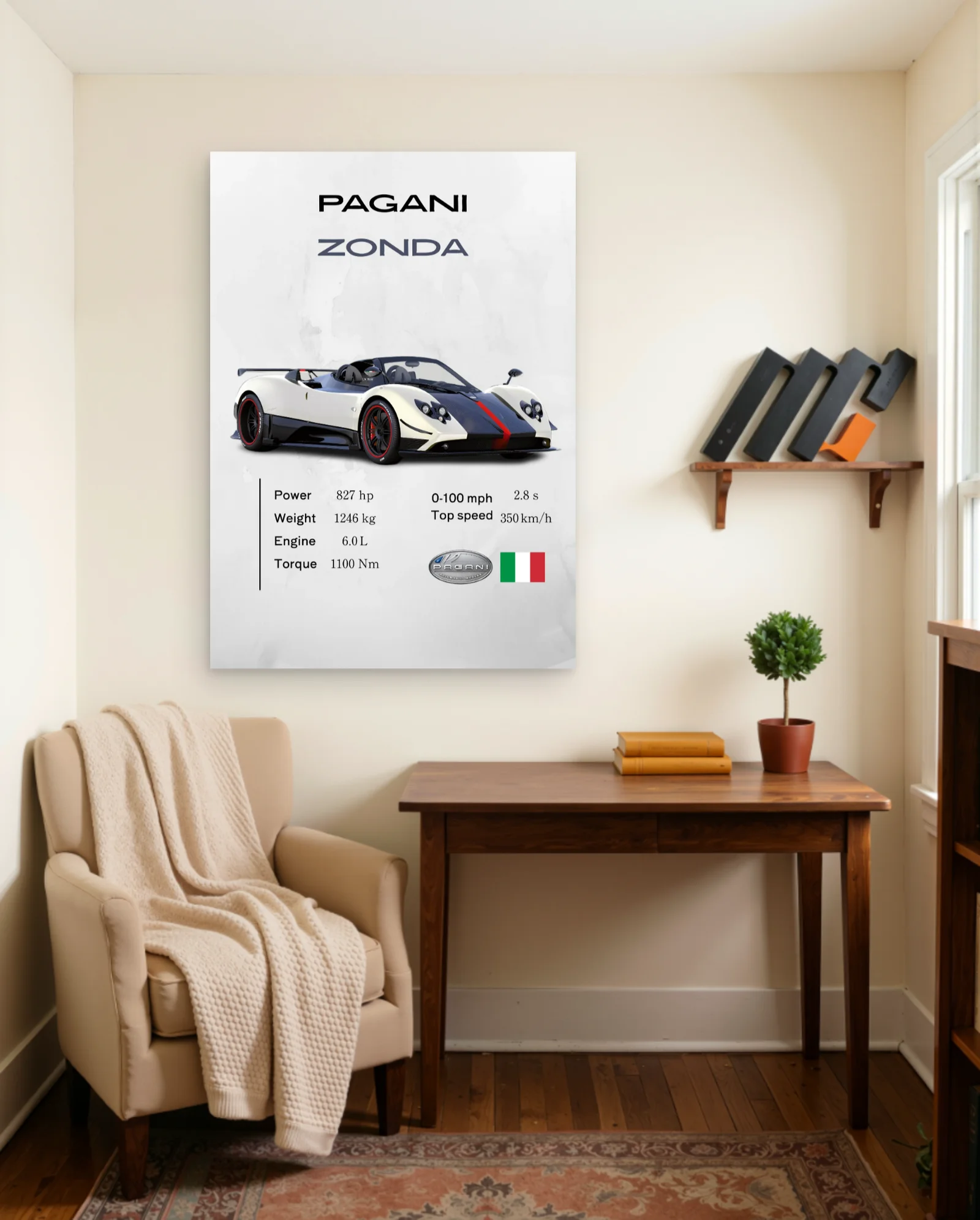 Pagani Zonda Poster — framed wall art poster by Memocult