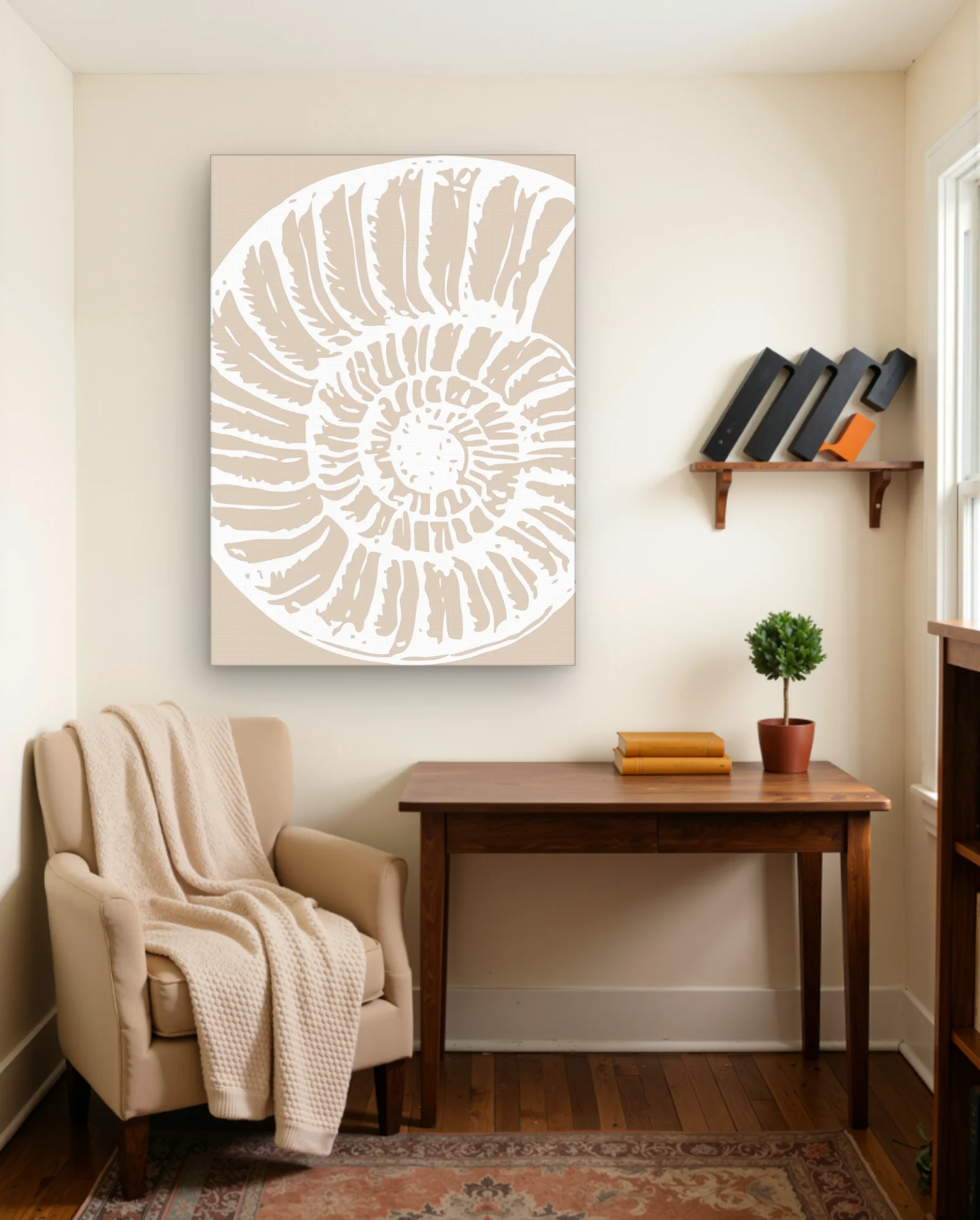Nautilus Shell Beige Wall Art — Abstract abstract & modern wall art poster