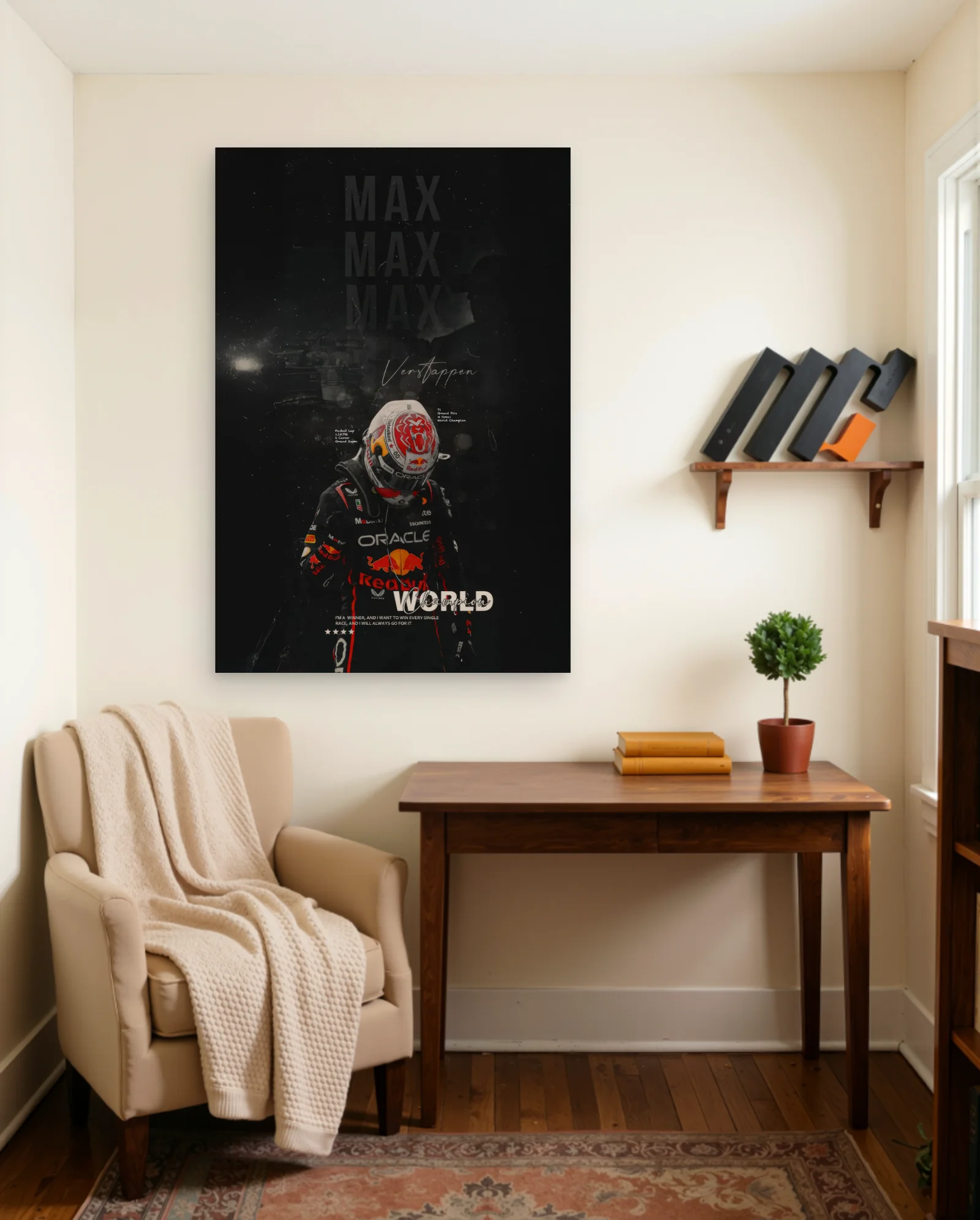 Max Verstappen World Champion Poster — framed wall art poster by Memocult
