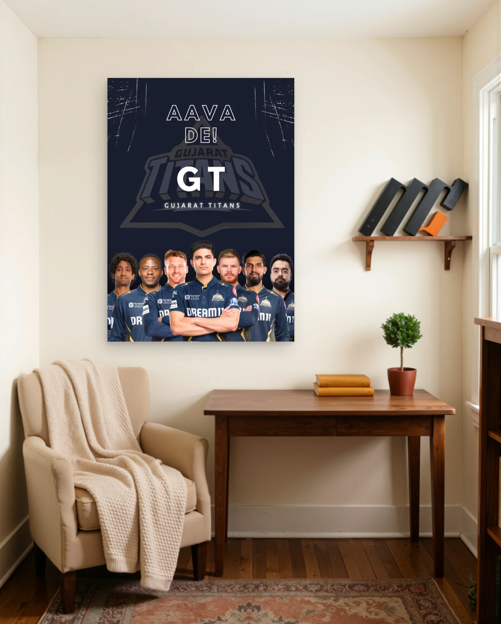Gujarat Titans Aava De GT Poster — framed wall art poster by Memocult