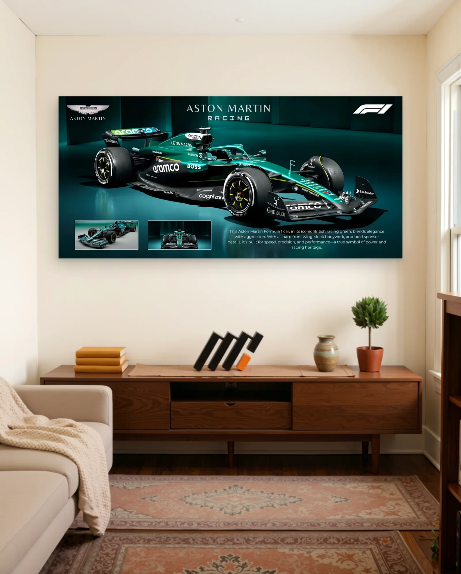 Aston Martin AMR24 F1 Car Poster — framed wall art poster by Memocult