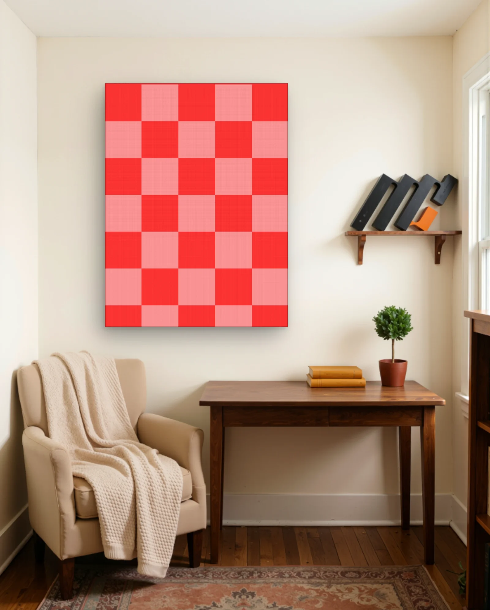 Red Checkerboard Pattern Wall Art — Abstract abstract & modern wall art poster