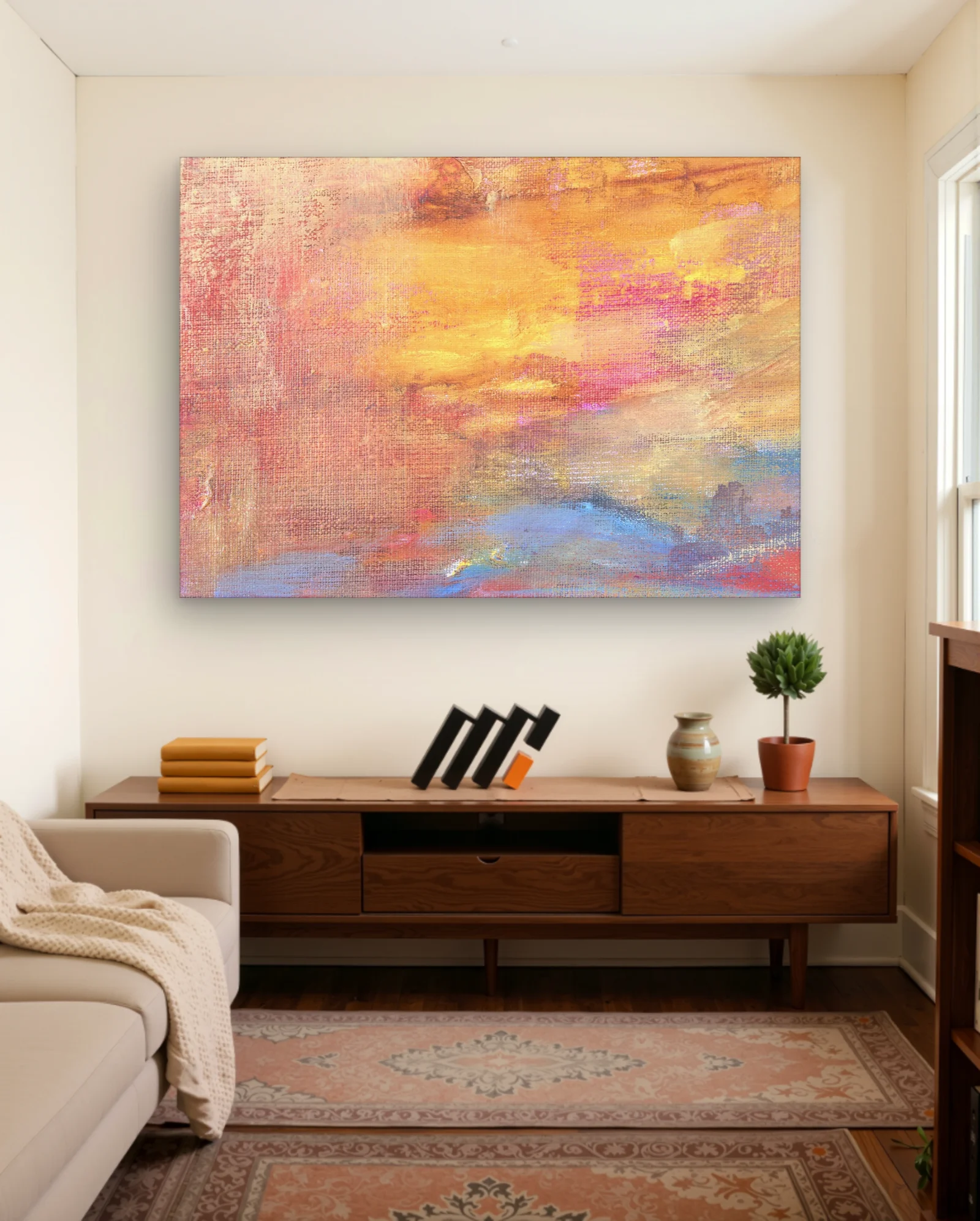 Golden Peach Horizon Abstract Wall Art — Abstract abstract & modern wall art poster