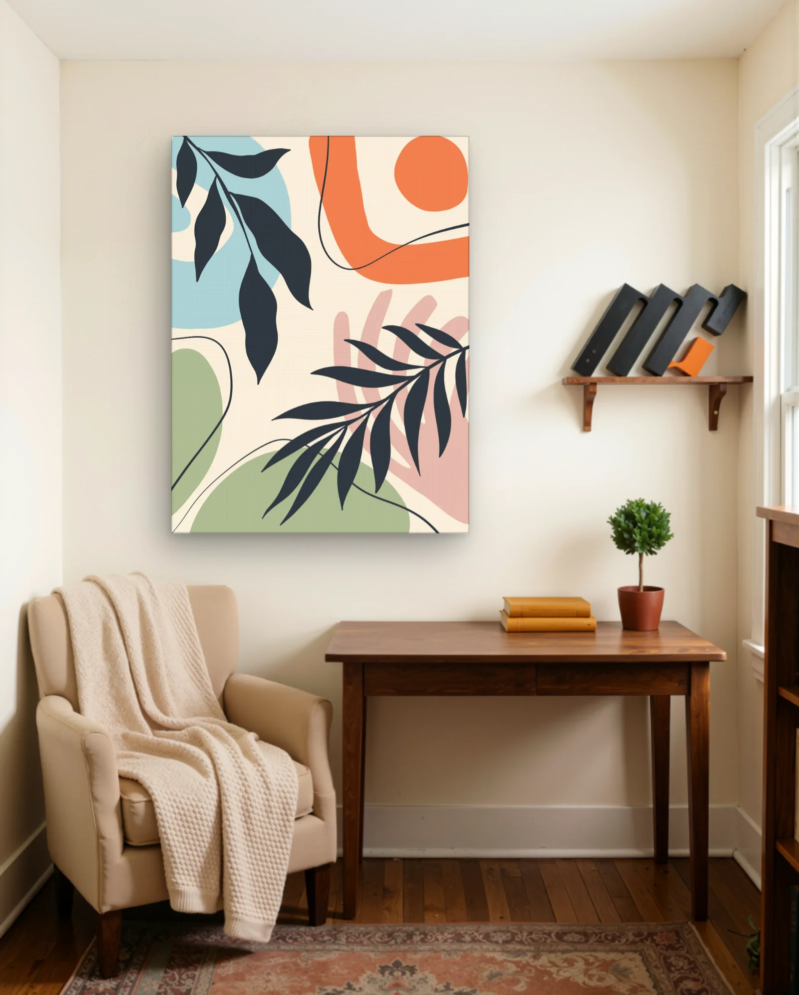 Dark Tropical Leaves Abstract Shapes Wall Art — Abstract abstract & modern wall art poster