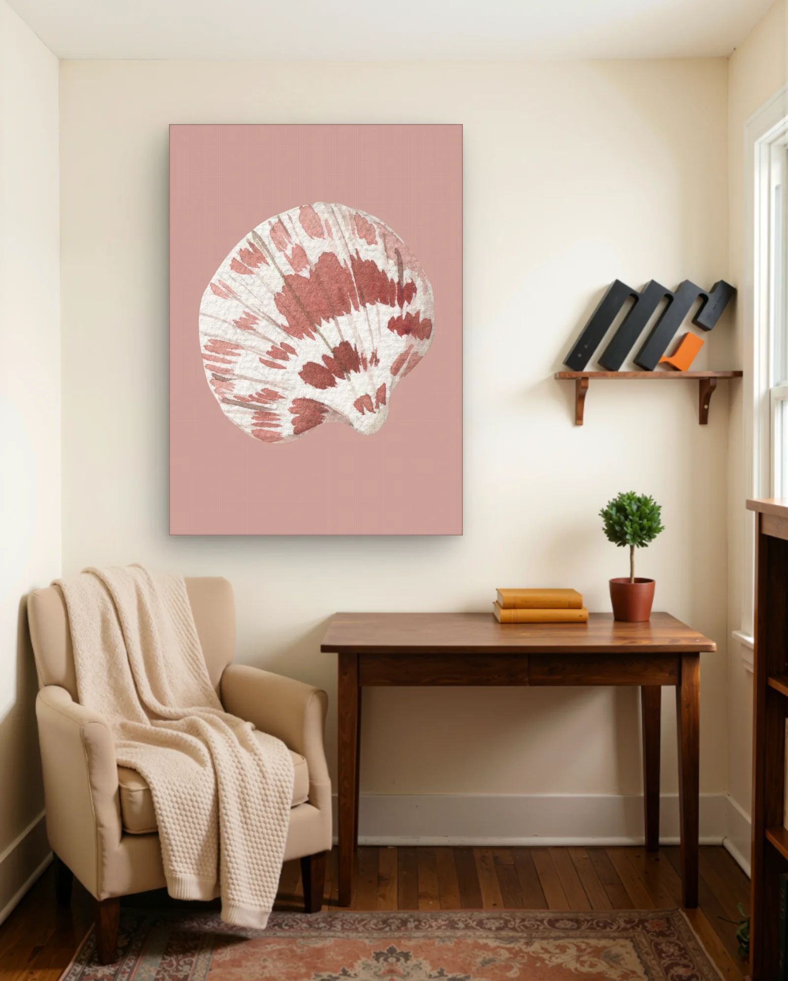Coral Fan Shell Watercolor Wall Art — Abstract abstract & modern wall art poster