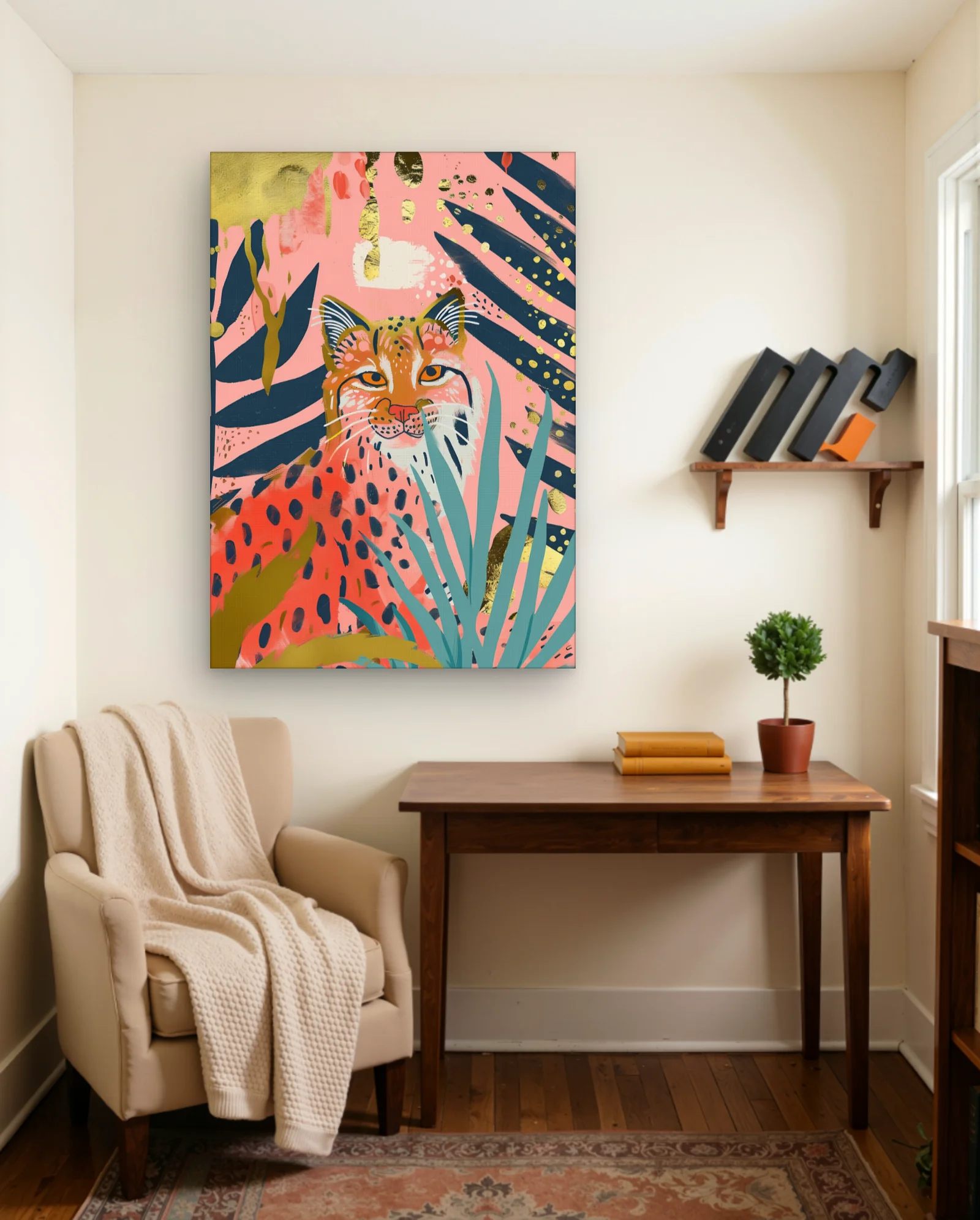 Tropical Coral Lynx Wall Art — Modern Digital Art abstract & modern wall art poster