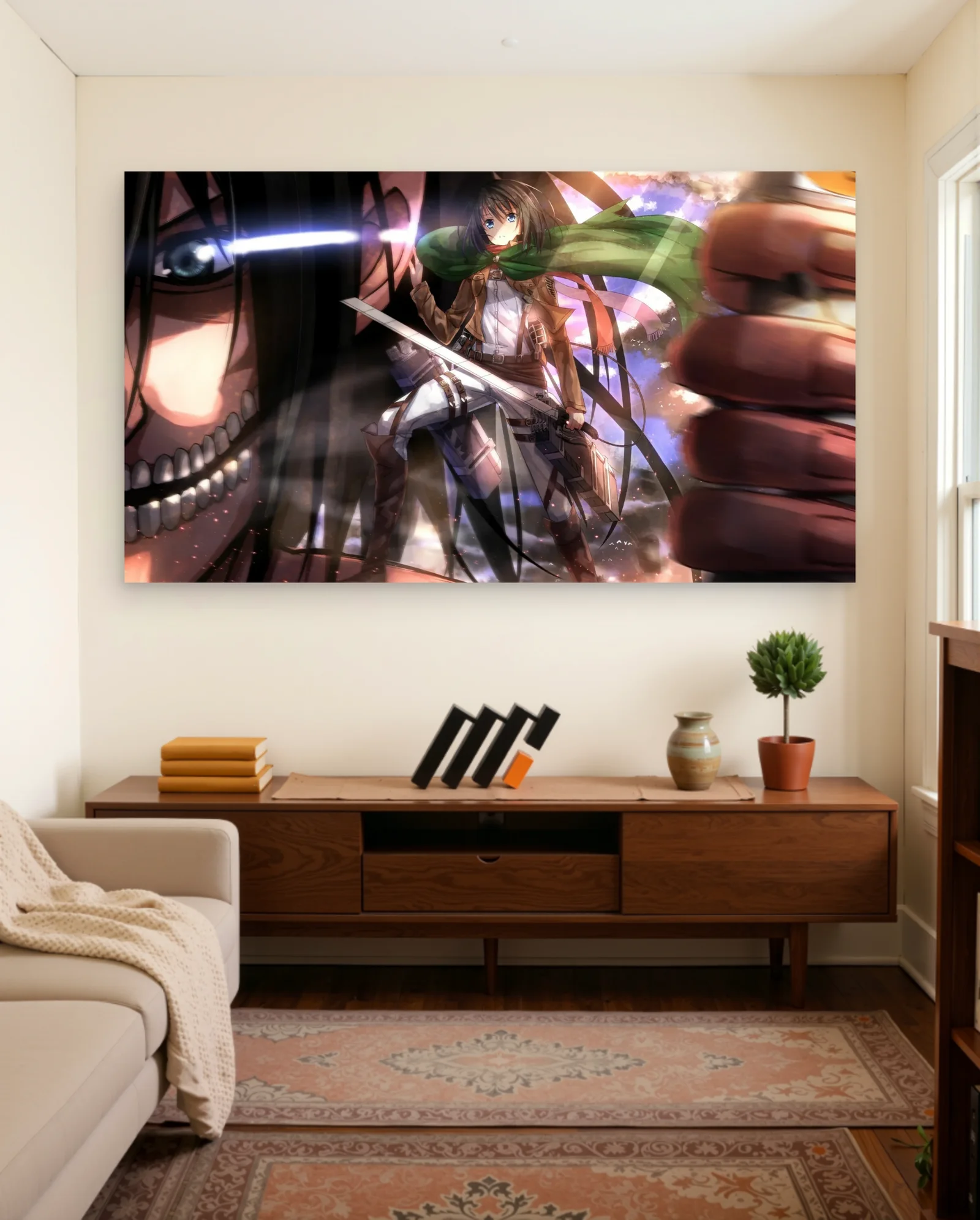 Attack on Titan Mikasa Poster — framed wall art poster by Memocult