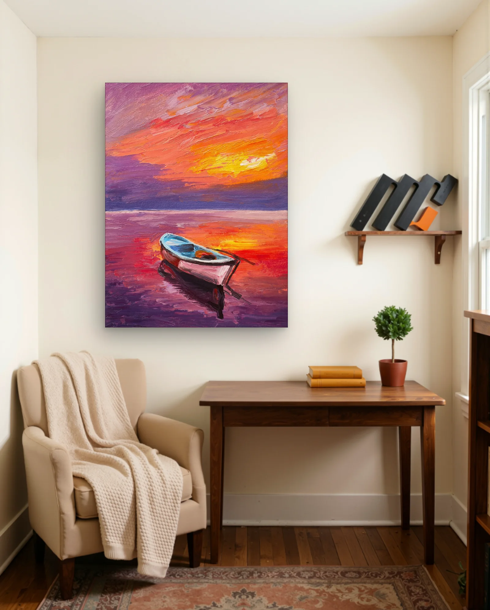 Rowboat Sunset Sky Wall Art — Abstract abstract & modern wall art poster