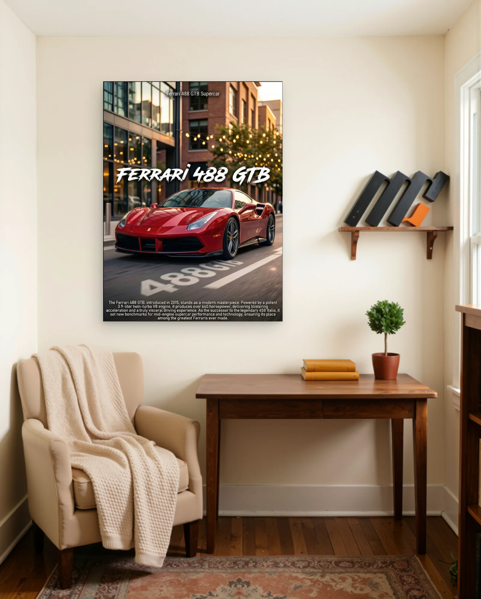 Ferrari 488 GTB Poster — framed wall art poster by Memocult